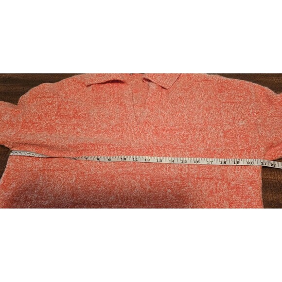 Zara Womens Pullover Outdoor Collared Knit Polo Sweaters Orange Small Checkered - Picture 8 of 11